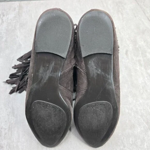 Sam Edelman Fringe Western Ankle Booties 9.5 Brown Suede Boho Pointed Toe Boots - Picture 8 of 11